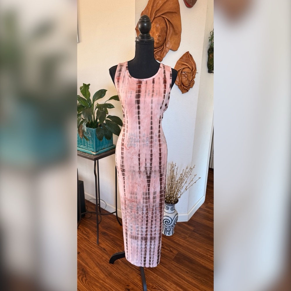 Fashion Nova Soft Pink Tie-dyed Midi Dress